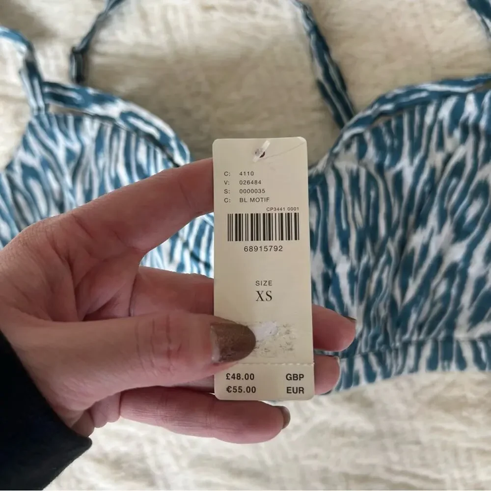 Anthropologie Pilcro Blue & White Printed Bra Top